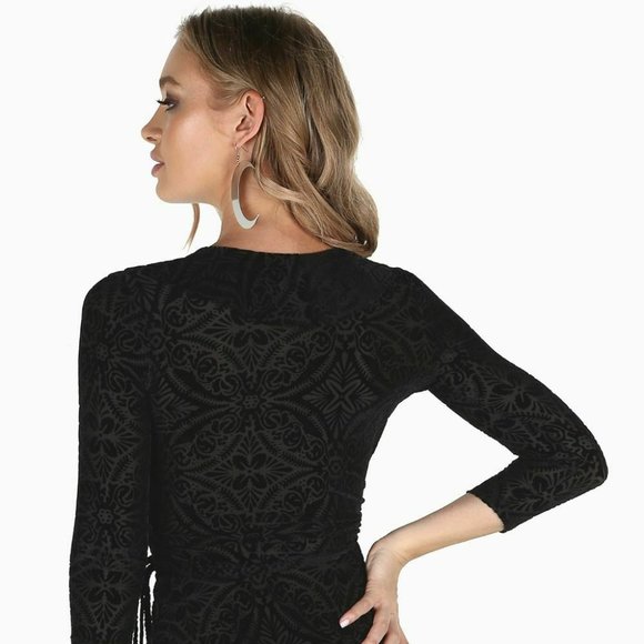 BlackMilk - Burned Velvet Wrap Dress - Limited - Picture 3 of 7